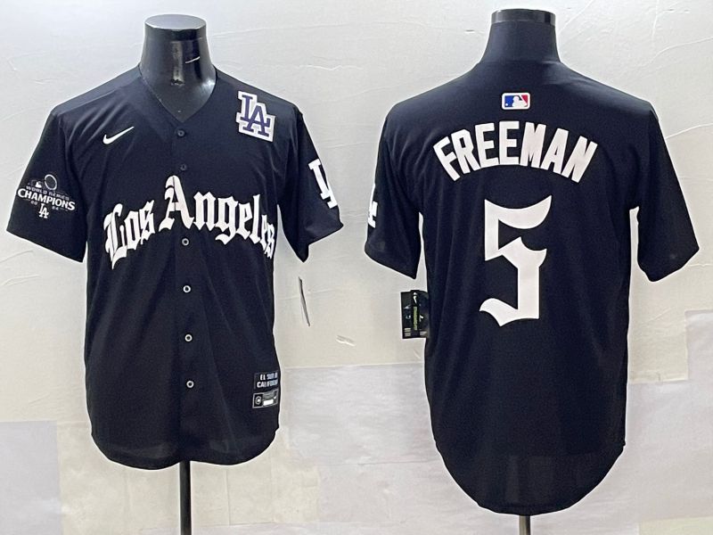 Men Los Angeles Dodgers #5 Freeman Black Five generations Joint Name 2025 Nike MLB Jersey style 43->los angeles dodgers->MLB Jersey